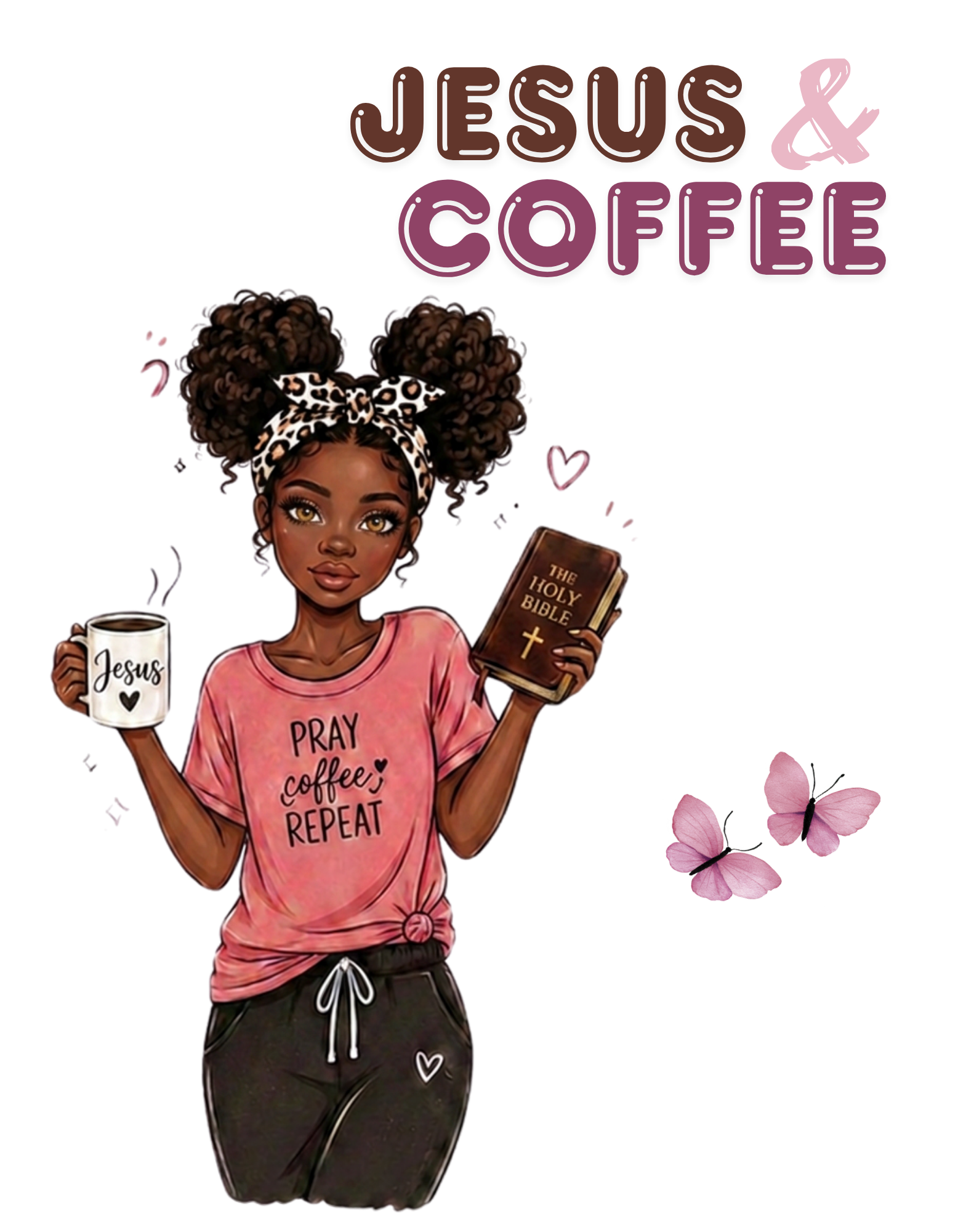 Jesus & Coffee Black Girl Digital Print