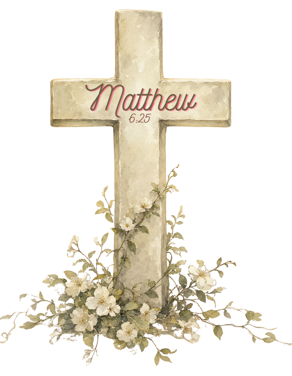 Matthew 6:25 Watercolor Cross T-Shirt Design-PNG Digital Download