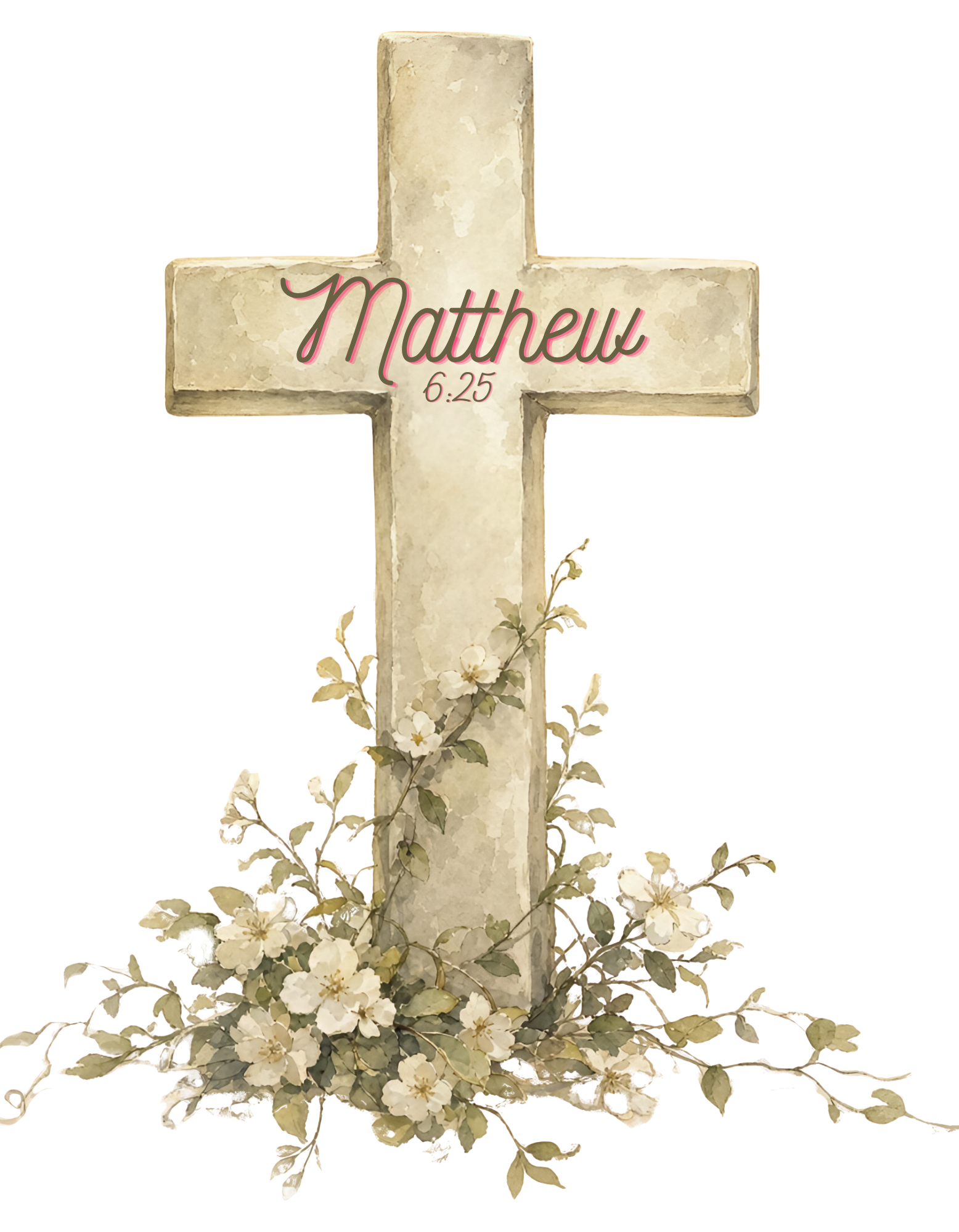 Matthew 6:25 Watercolor Cross T-Shirt Design-PNG Digital Download