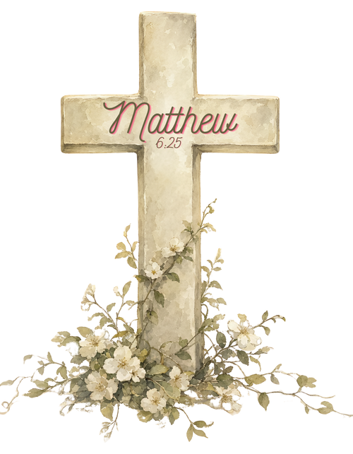 Matthew 6:25 Watercolor Cross T-Shirt Design-PNG Digital Download