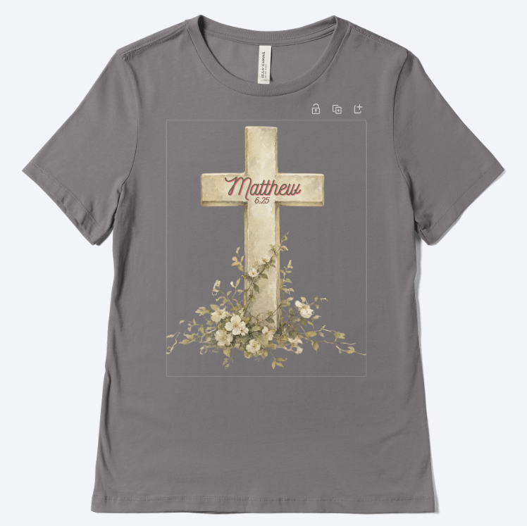 Matthew 6:25 Watercolor Cross T-Shirt Design-PNG Digital Download